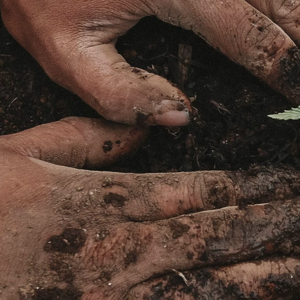 hands planting seedling